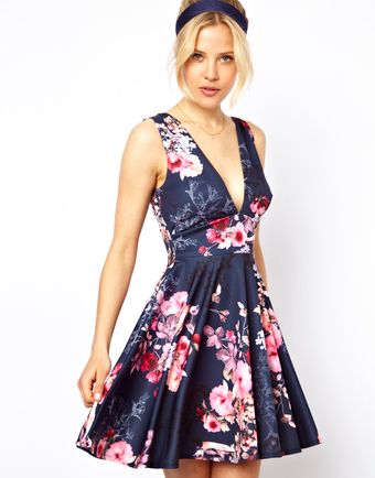 Asos Floral Coloured Skater - Lyst