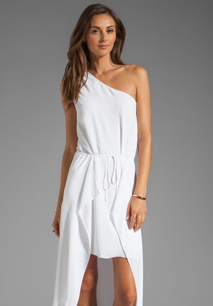 bcbgmaxazria one shoulder cut out gown