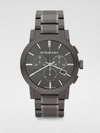 Burberry Brushed Stainless Steel Chronograph Watch - Lyst