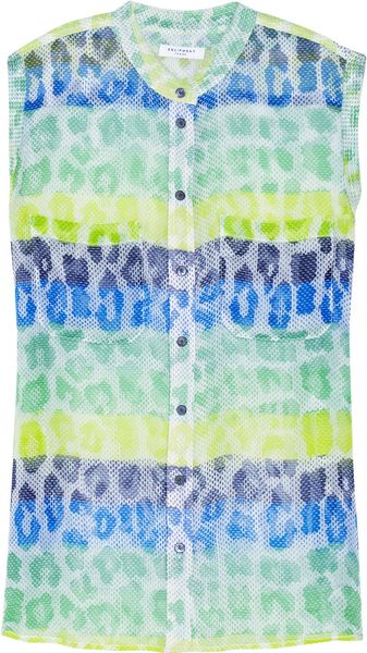 Equipment Skylar Printed Silk Chiffon Top - Lyst