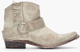 Golden Goose Deluxe Brand Beige Distressed Suede Fringe Rennie Boots - Lyst