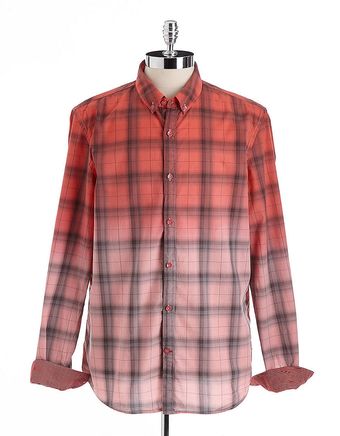 Guess Plaid Cotton Dipdye Shirt - Lyst