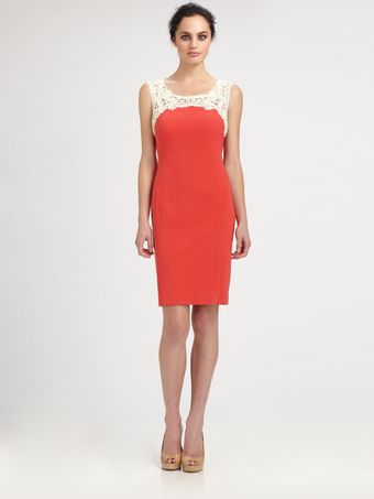 Kay Unger Crochetedyoke Dress - Lyst