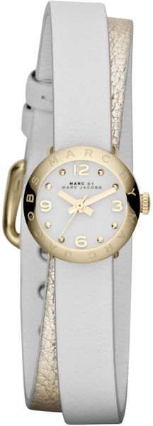 Marc By Marc Jacobs Amy Dinky Goldwhite Leather Ladies Watch - Lyst