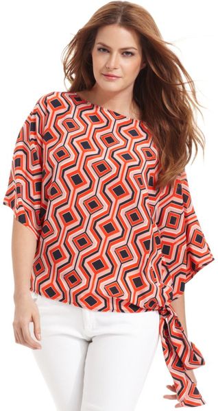 Michael Kors Shortsleeve Printed Tie-front - Lyst