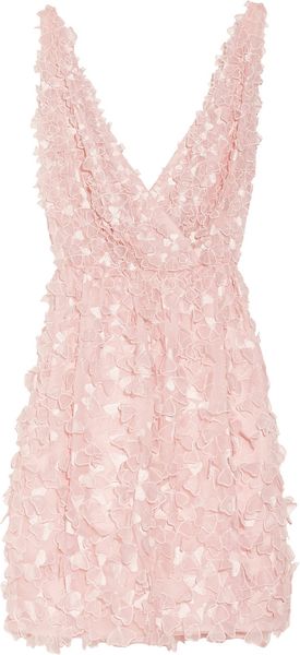 Oscar de la Renta Appliquéd Silk Organza Dress - Lyst