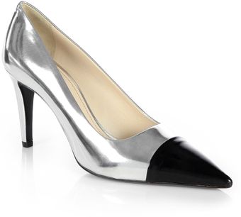 Prada Metallic Leather Captoe Pumps - Lyst