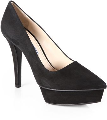 Prada Suede Platform Pumps - Lyst