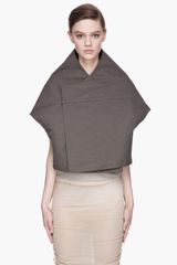 Rick Owens Grey Cropped Mantlette Crater Jacket