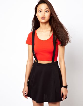 River Island Jersey Skater Skirt with Braces - Lyst