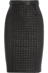 Roberto Cavalli Quilted Stretch Leather Skirt