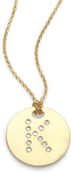 Roberto Coin Diamond and 18k Yellow Gold K Initial Necklace - Lyst