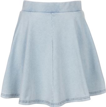 Topshop High Waisted Denim Look Skater - Lyst