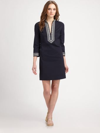 Tory Burch Tory Embroidered Mini Dress - Lyst