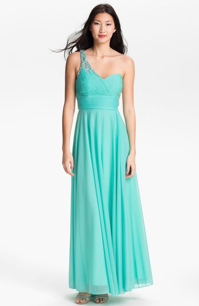 xscape embellished mesh gown