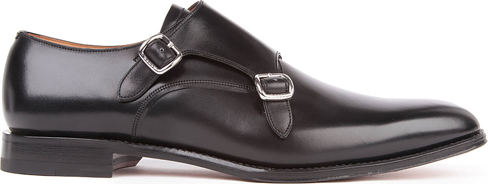double monk black shoes