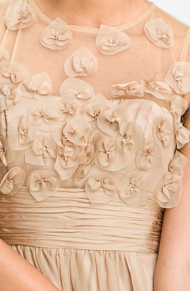 js collections floral appliqué gown