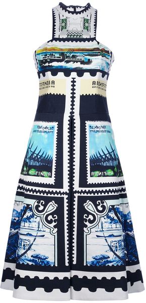 Mary Katrantzou Postage Stamp Print Dress - Lyst