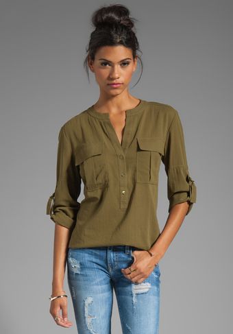 Trina Turk Cloud 9 Cotton Mesh Jemison Blouse in Olive - Lyst