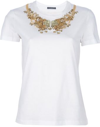 Alexander McQueen Beaded Embroidered T-Shirt - Lyst