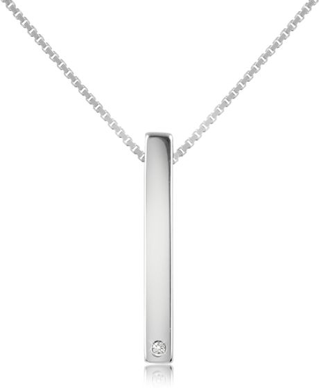 ... Diamond 18k Gold Bar Pendant Necklace in White (white gold) - Lyst