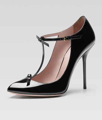 Gucci Patent Tstrap Pump - Lyst