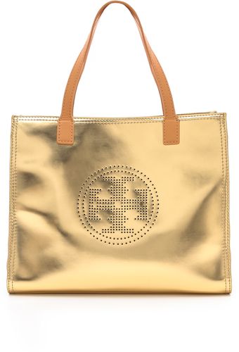 Tory Burch Perf Logo Small Tote - Lyst