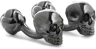 Alexander McQueen Gunmetal Skull Cufflinks - Lyst