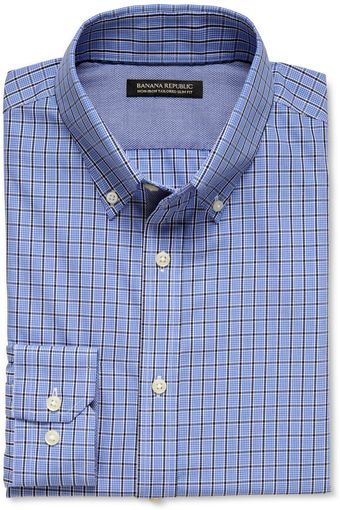 Banana Republic Tailored Slim Fit Non Iron Saturated Check Button Down Shirt - Lyst