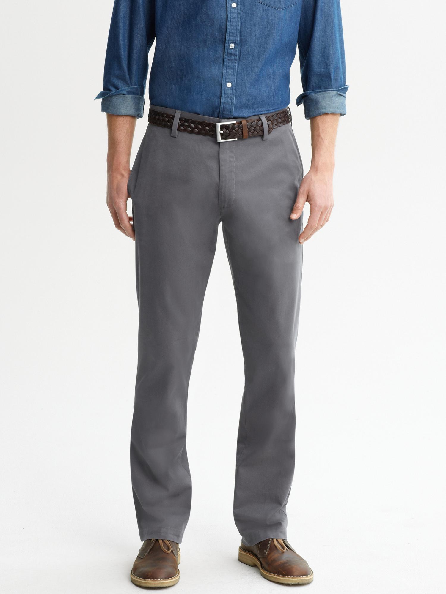 Banana Republic Gavin Straight Cotton Chino in Gray for Men (vintage