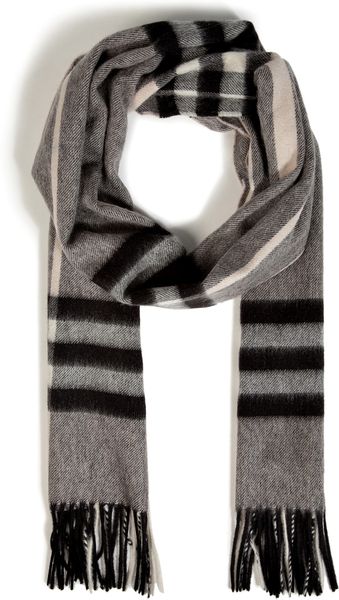 Burberry Cashmere Giant Check Scarf in Charcoal - Lyst