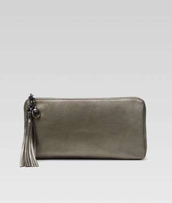 Gucci Broadway Metallic Leather Evening Clutch - Lyst