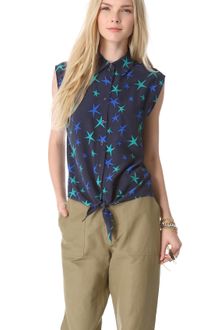 Equipment Diem Tie Front Blouse - Lyst
