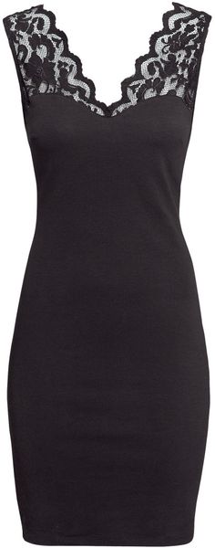 H&M Jersey Dress with Lace - Lyst