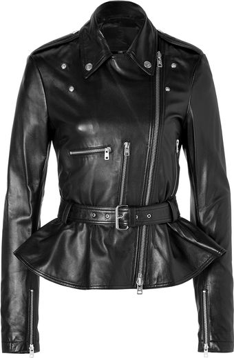 McQ by Alexander McQueen Leather Jacket with Peplum in Black - Lyst