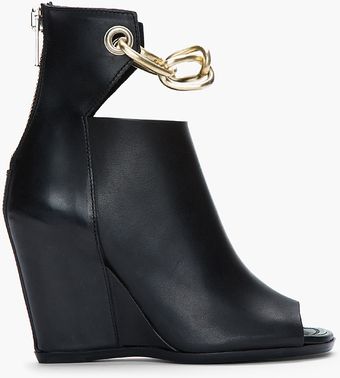 Rick Owens Black Leather Chain Peron Wedge Boots - Lyst