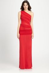 Roberto Cavalli Ridge Paneled One Shoulder Gown
