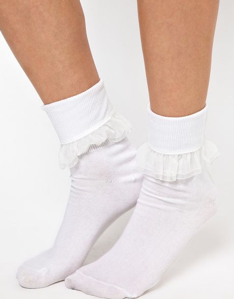 American Apparel Girly Lace Ankle Socks In White Lyst 