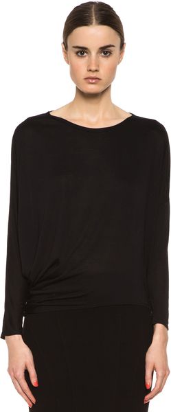 Helmut Lang Kinetic Jersey Asymmetric Sleeve Top in Black - Lyst