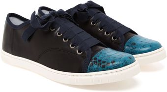 Lanvin Contrasting Leather Trainers - Lyst
