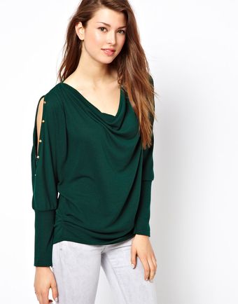 Wal-g Knitted Cold Shoulder Top with Studs - Lyst