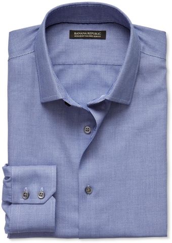 Banana Republic Tailored Slim Fit Non Iron Birds' Eye Shirt - Lyst