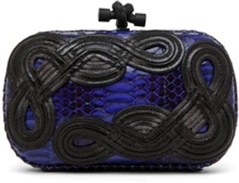 Bottega Veneta Knot Snakeskin Passamaneria Clutch in Animal Printpurple - Lyst