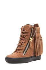 Giuseppe Zanotti Fringe Wedge Sneaker in Brown