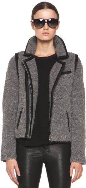 Rag & Bone Boucle Moto Jacket in Gray - Lyst