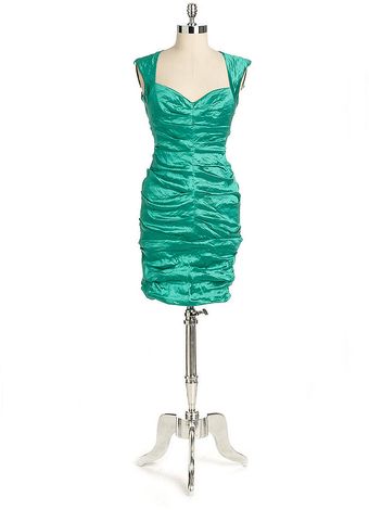 Nicole Miller Metallic Ruched Cocktail Dress - Lyst