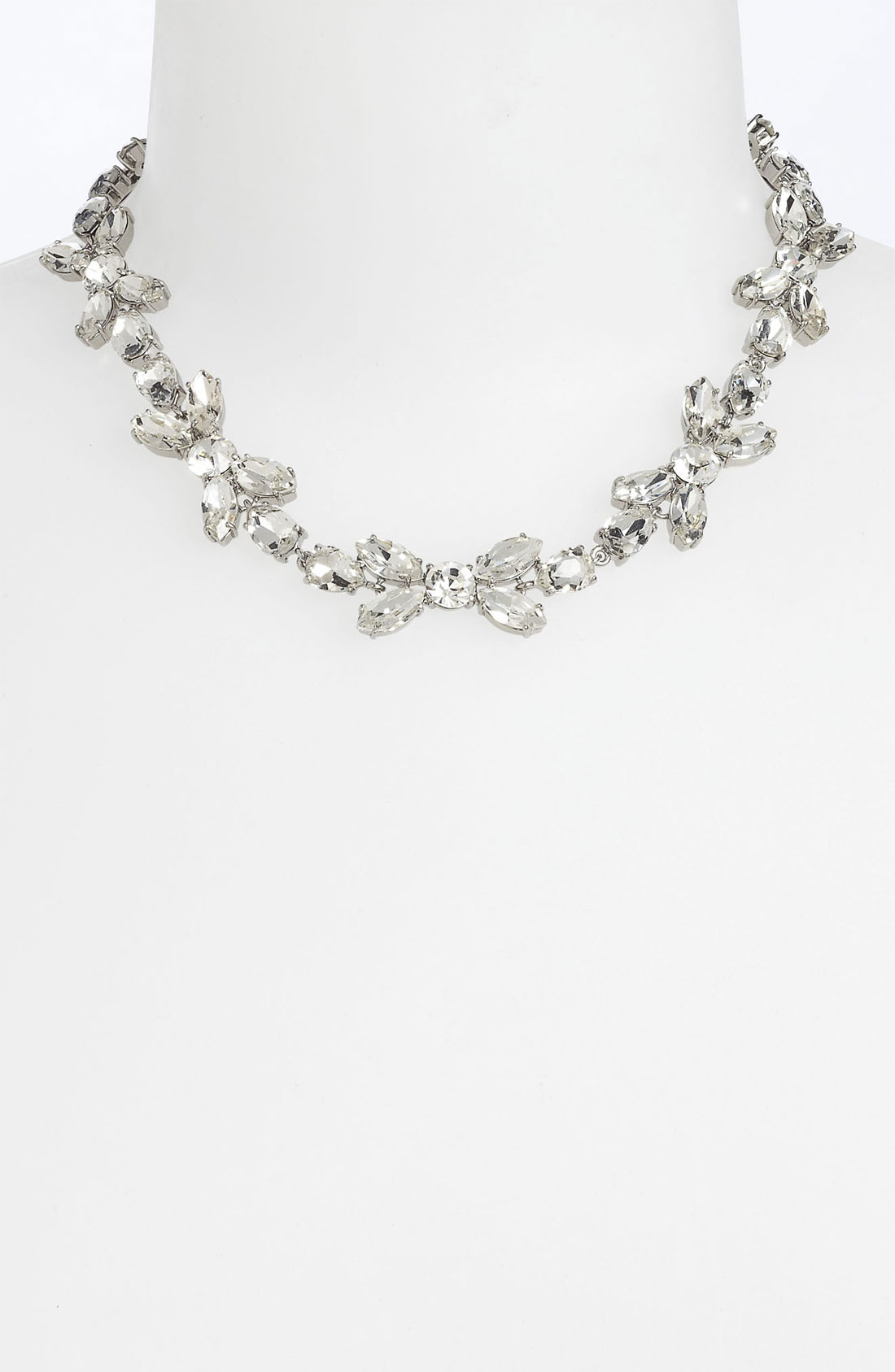 Kate Spade Crystal Petals Collar Necklace in Silver (silver/ clear