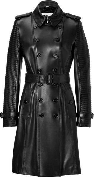 Burberry Lambskin Torquay Trench in Black - Lyst
