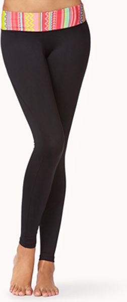 Forever 21 Tribal Print Sknny Workout Pants in Black (blackcherry)