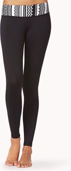 Forever 21 Tribal Print Sknny Workout Pants in Black (blackwhite) Forever 21 Tribal Print Sknny Workout Pants in Black (blackwhite)
